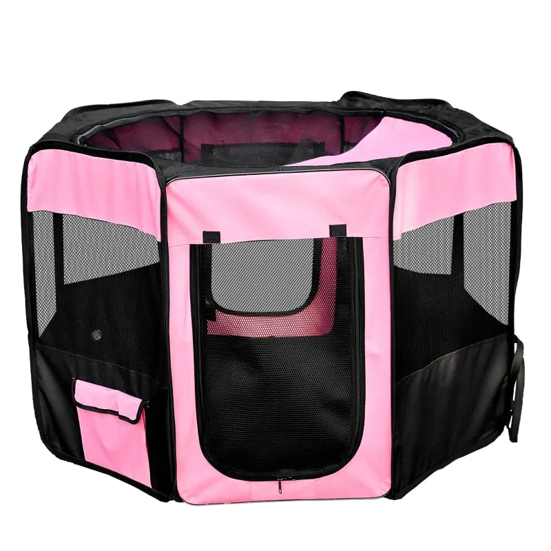 46" Portable Pet Playpen with Carry Bag - Pink