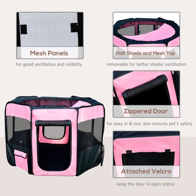 46" Portable Pet Playpen with Carry Bag - Pink