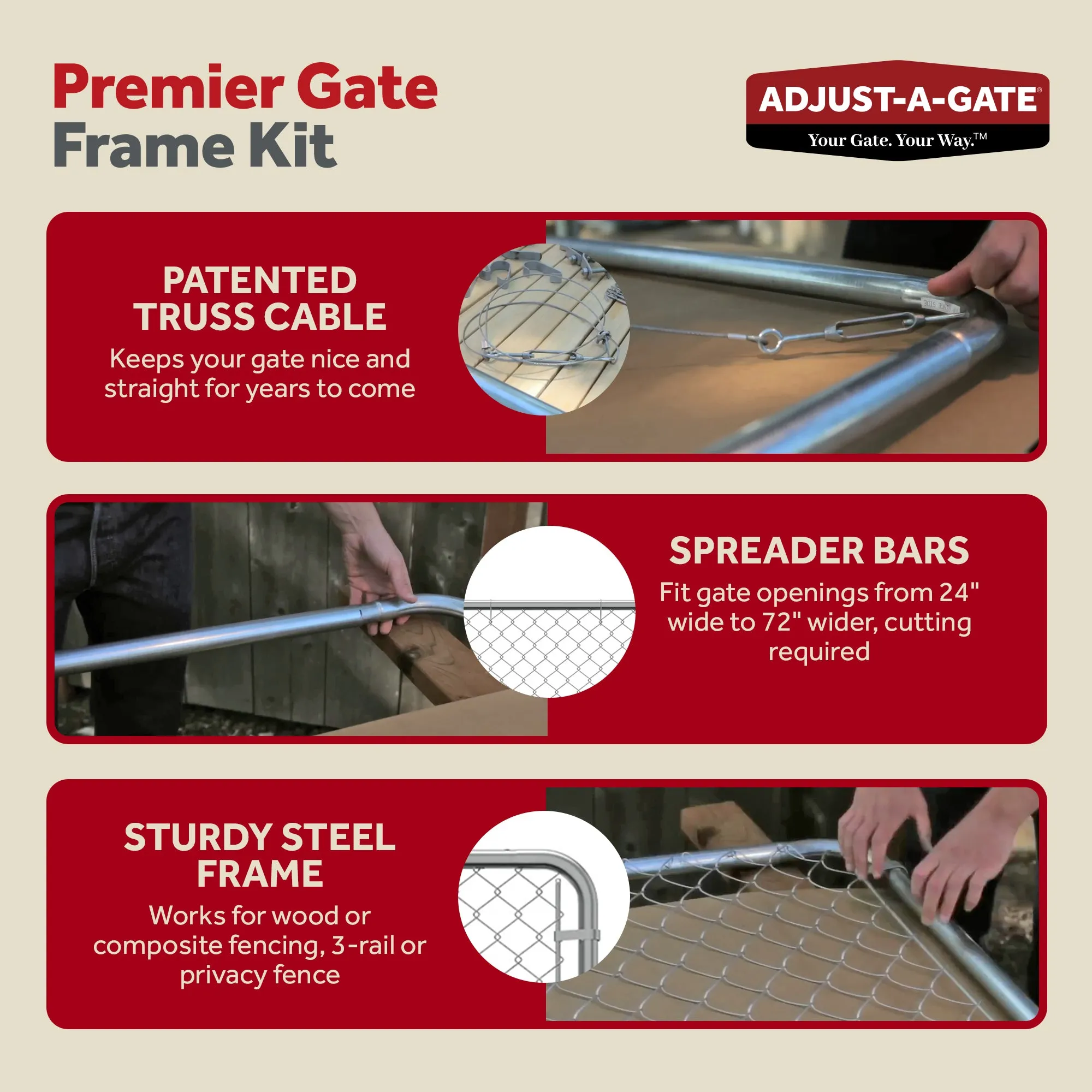 Adjust-A-Gate Fit-Right Chain Link Fence Walk-Through Gate Kit (24"-72"W x 6'H)