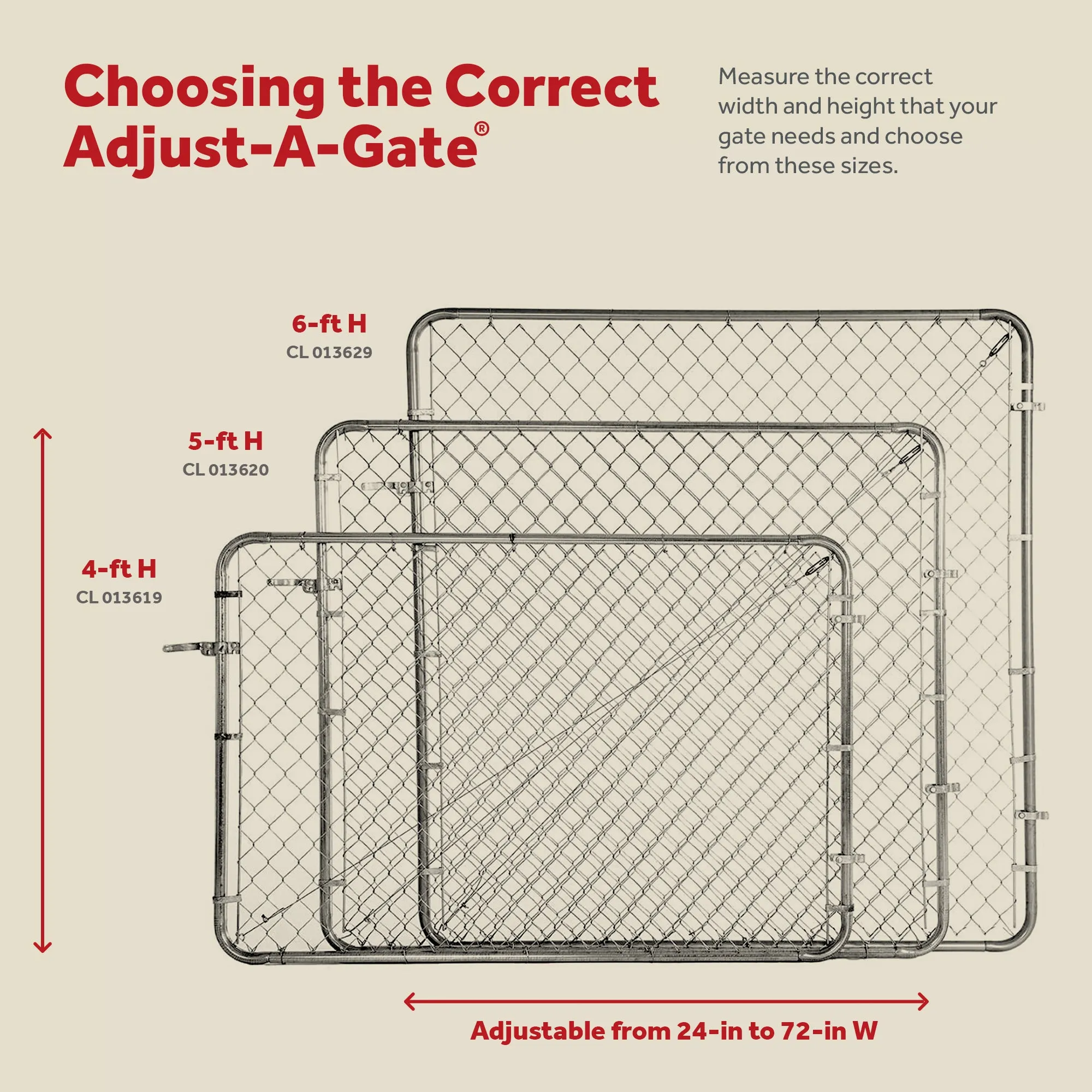 Adjust-A-Gate Fit-Right Chain Link Fence Walk-Through Gate Kit (24"-72"W x 6'H)