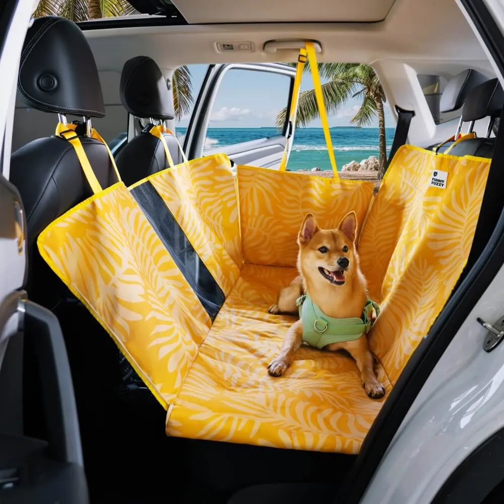 Areca Palm Print Waterproof Dog Car Back Seat Cover - Tropical Charm