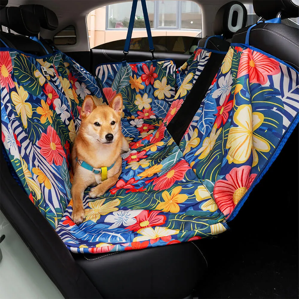 Areca Palm Print Waterproof Dog Car Seat Cover - Tropical Charm