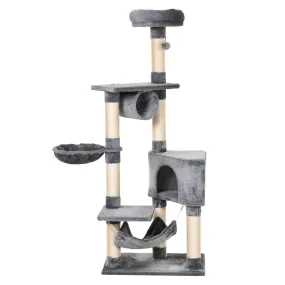 Cat Tree Condo Tower Multi-level Height 150CM Kittens Activity Stand House with Toys & Various Scratching Posts