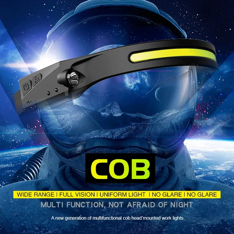 ESMARTER LED Sensor Headlamp USB Rechargeable COB Headlight Outdoor Camping Fishing Adventure Search Light Head Work Flashlight