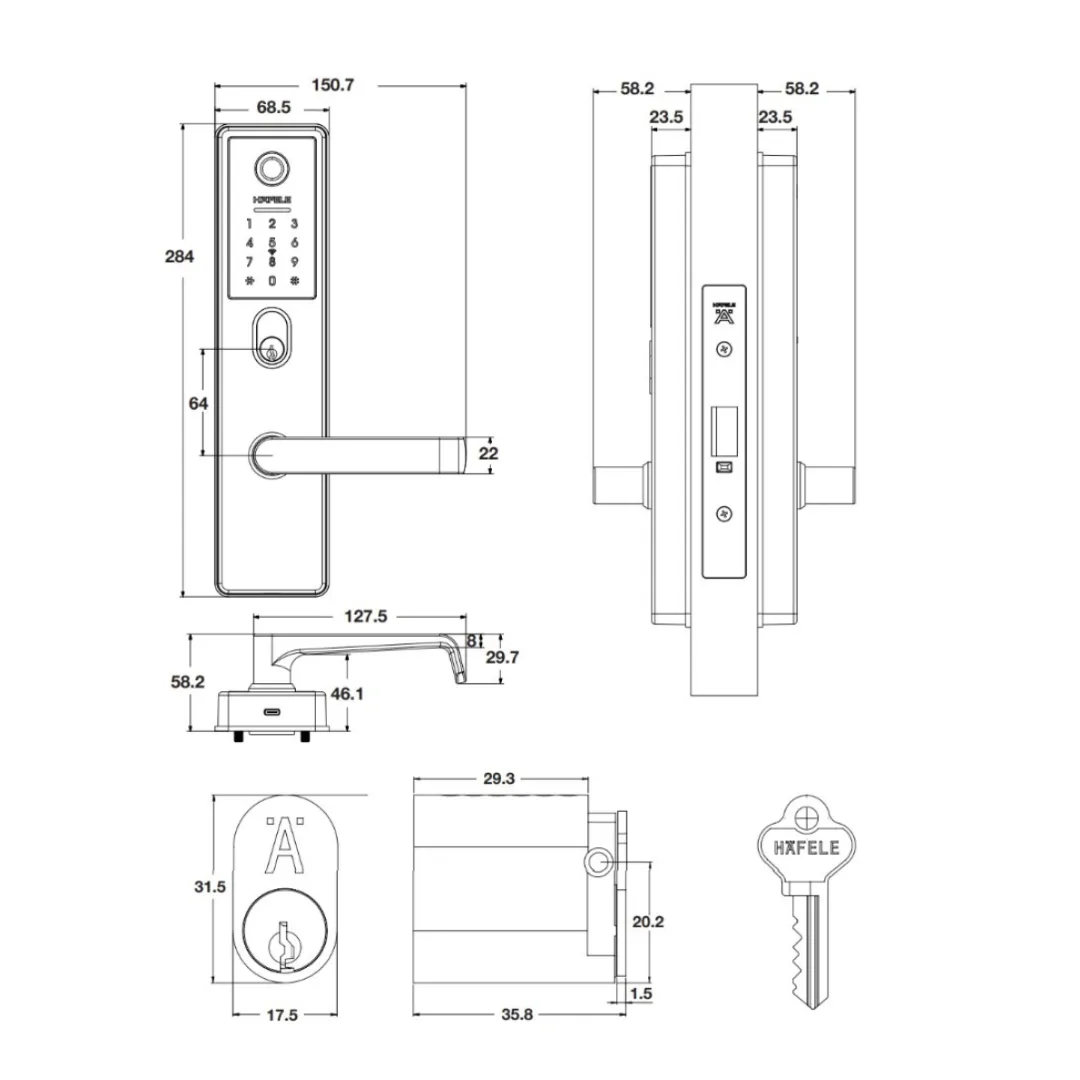 Genesis DL8800, Keyless Digital Entrance Smart Lock 5 in 1.