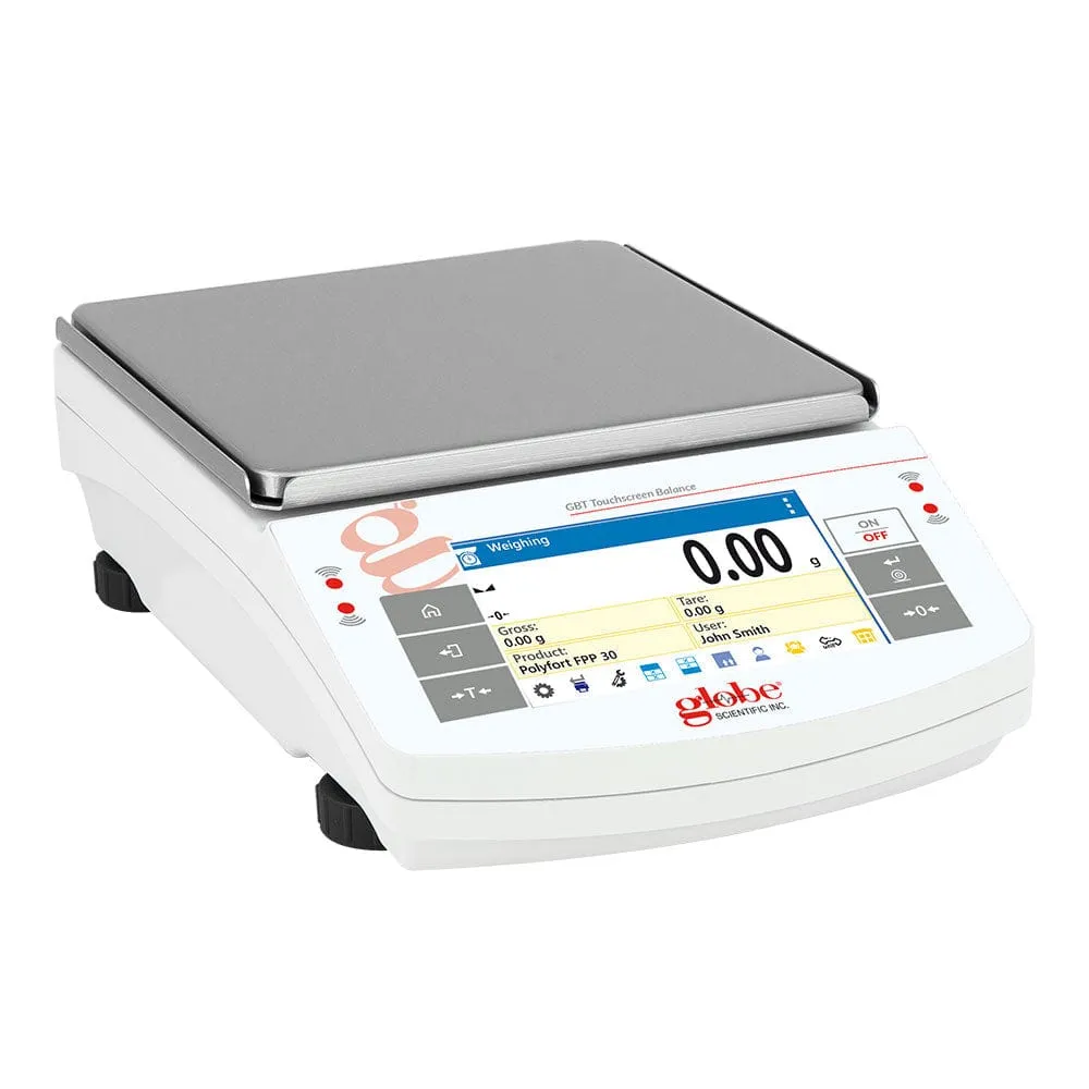 Globe Scientific Balance, Precision, Touchscreen, 10000g x 0.1g, External Calibration, 100-240V, 50-60Hz