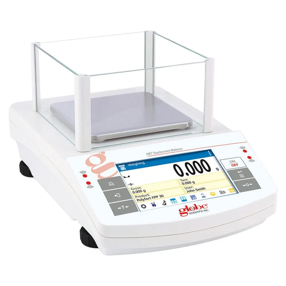 Globe Scientific Balance, Precision, Touchscreen, 10000g x 0.1g, External Calibration, 100-240V, 50-60Hz