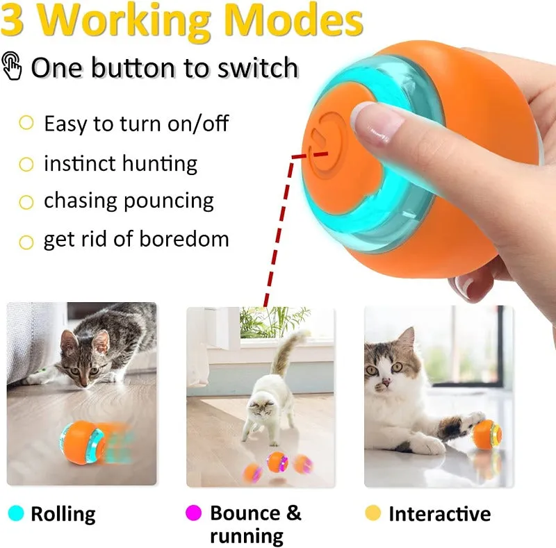 Goofy Tails Smart Ball Interactive Toy for Cats and Kittens | 360° Automatic Rotating Cat Toy Ball