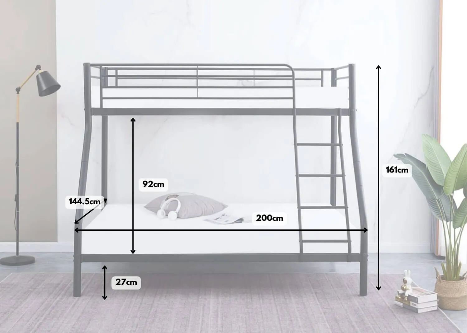 Holt Triple Bunk Bed with Mattress