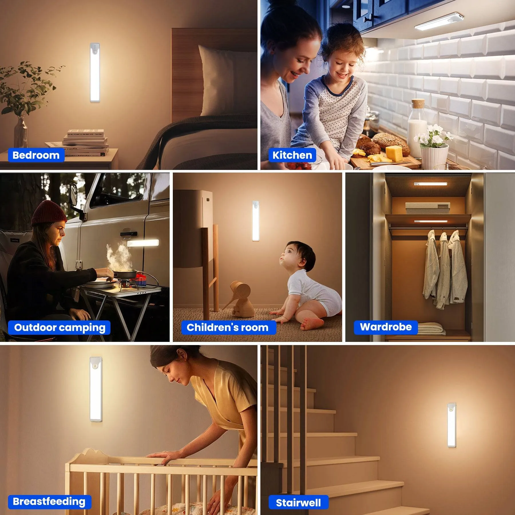 Homelist Cabinet Light with Motion Sensor, Battery Powered Rechargeable