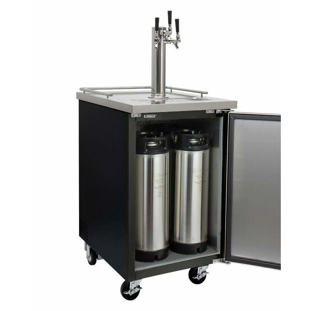 Kegco 24" Wide Triple Tap Black with Kegs Home Brew Kegerator HBK1XB-3K