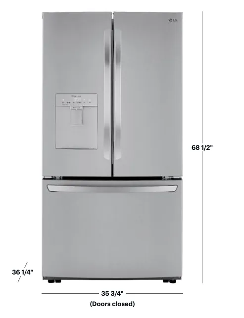 LG - 29 cu. Ft. 3 Door French Door with Ice Maker, and External Water Dispenser - Stainless steel