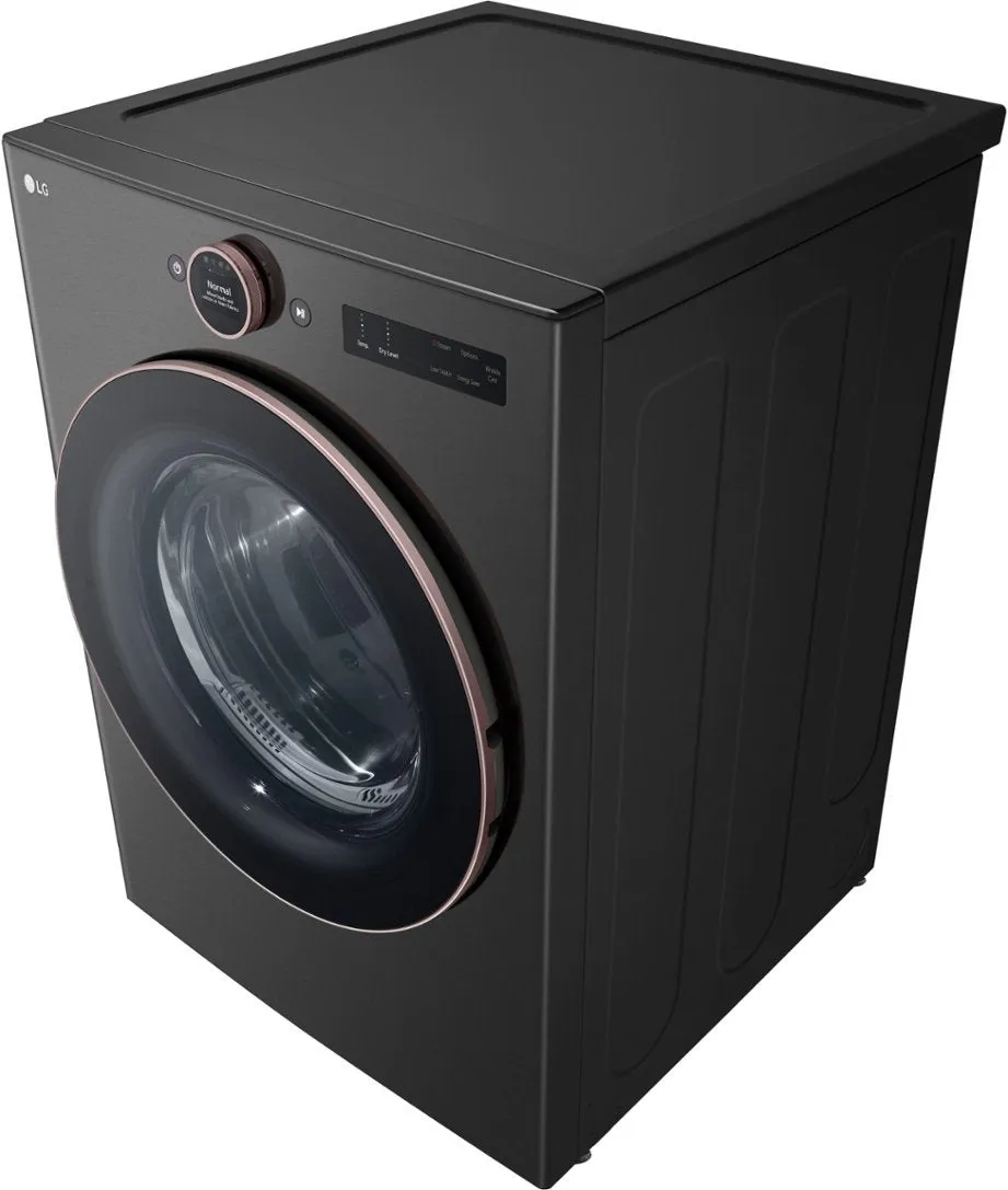 LG 7.4 cu. ft. Vented Stackable SMART Electric Dryer with TurboSteam and AI Sensor Dry Technology in Black Steel