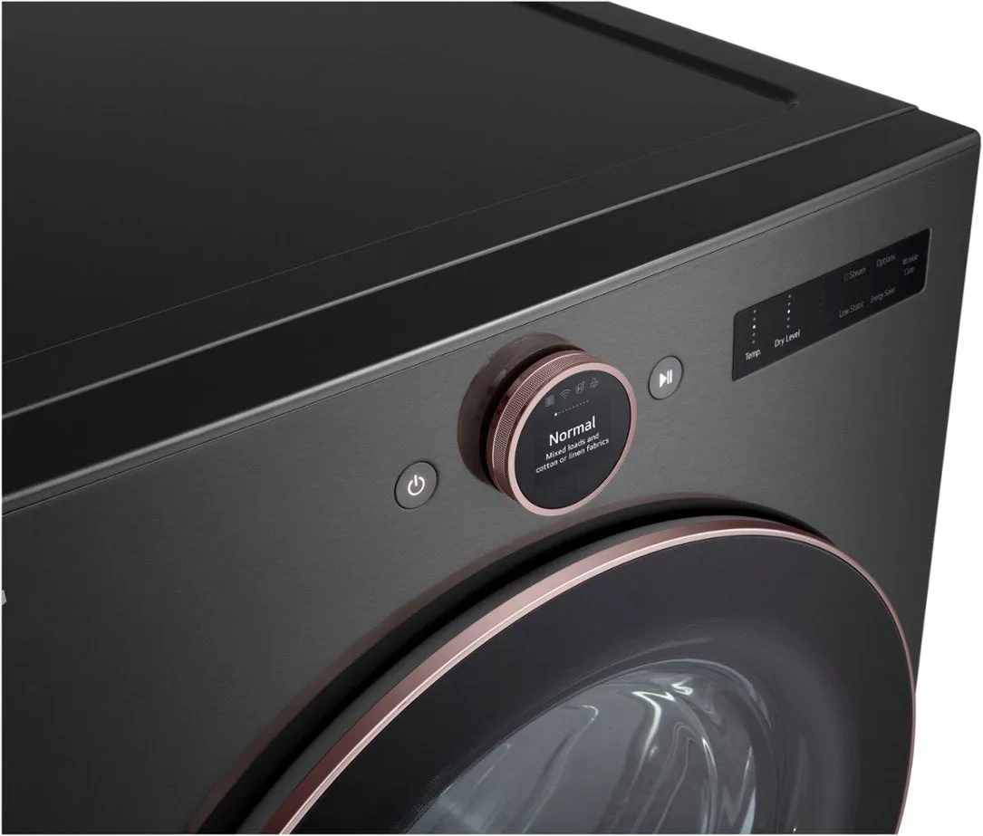 LG 7.4 cu. ft. Vented Stackable SMART Electric Dryer with TurboSteam and AI Sensor Dry Technology in Black Steel