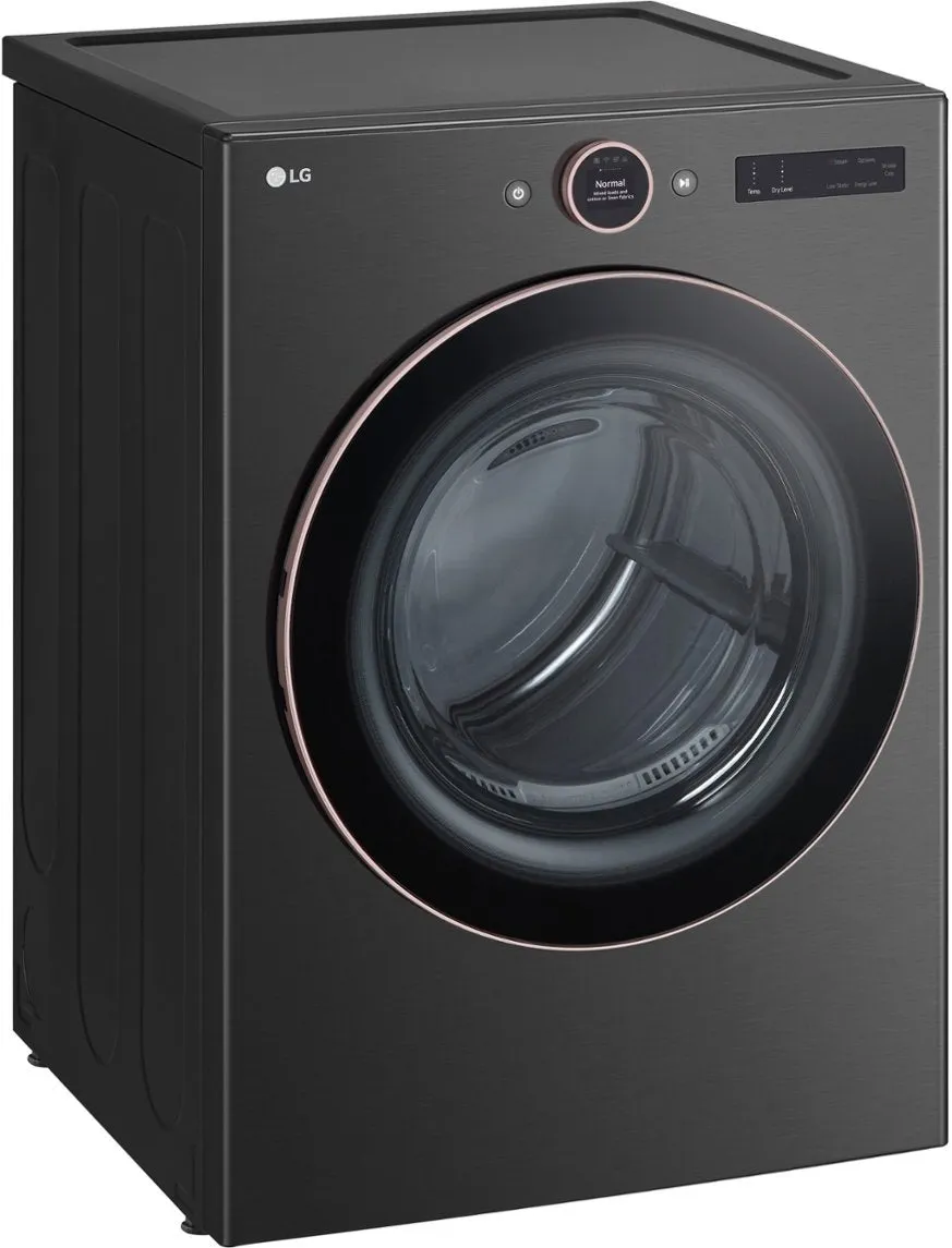 LG 7.4 cu. ft. Vented Stackable SMART Electric Dryer with TurboSteam and AI Sensor Dry Technology in Black Steel