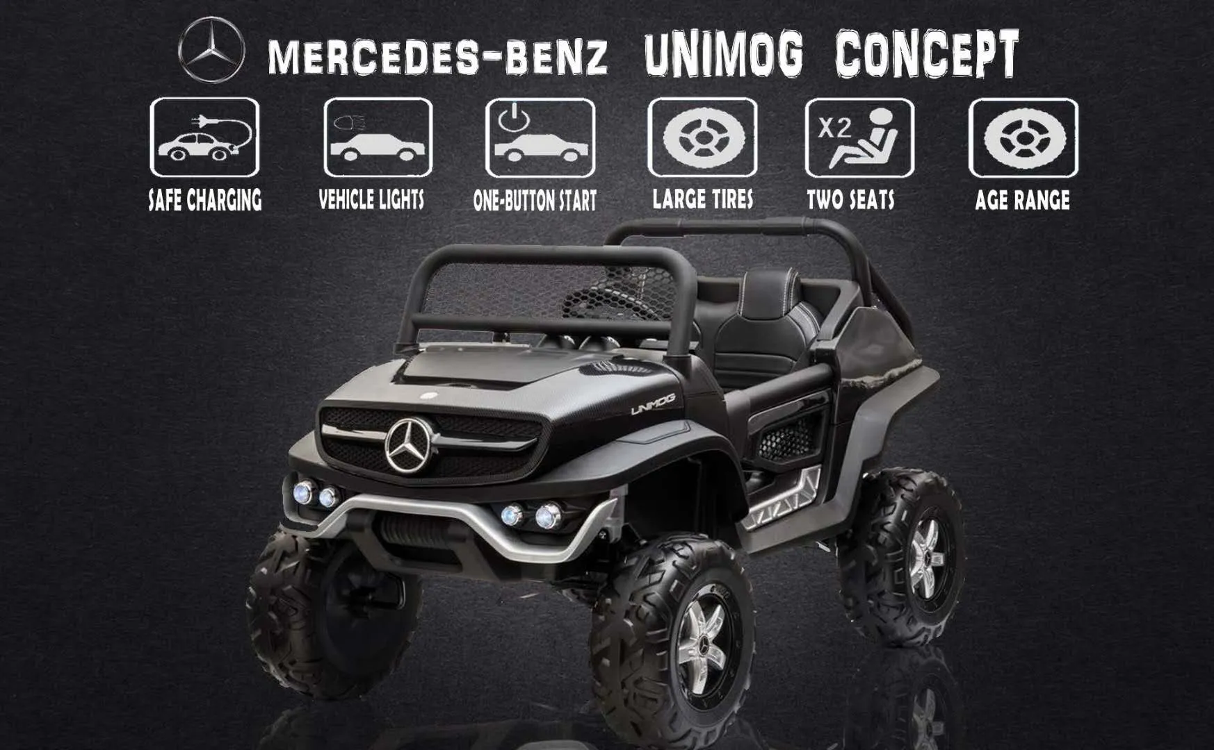 Mercedes Benz Unimog ATV 24V Ride on Car - 2 Seater