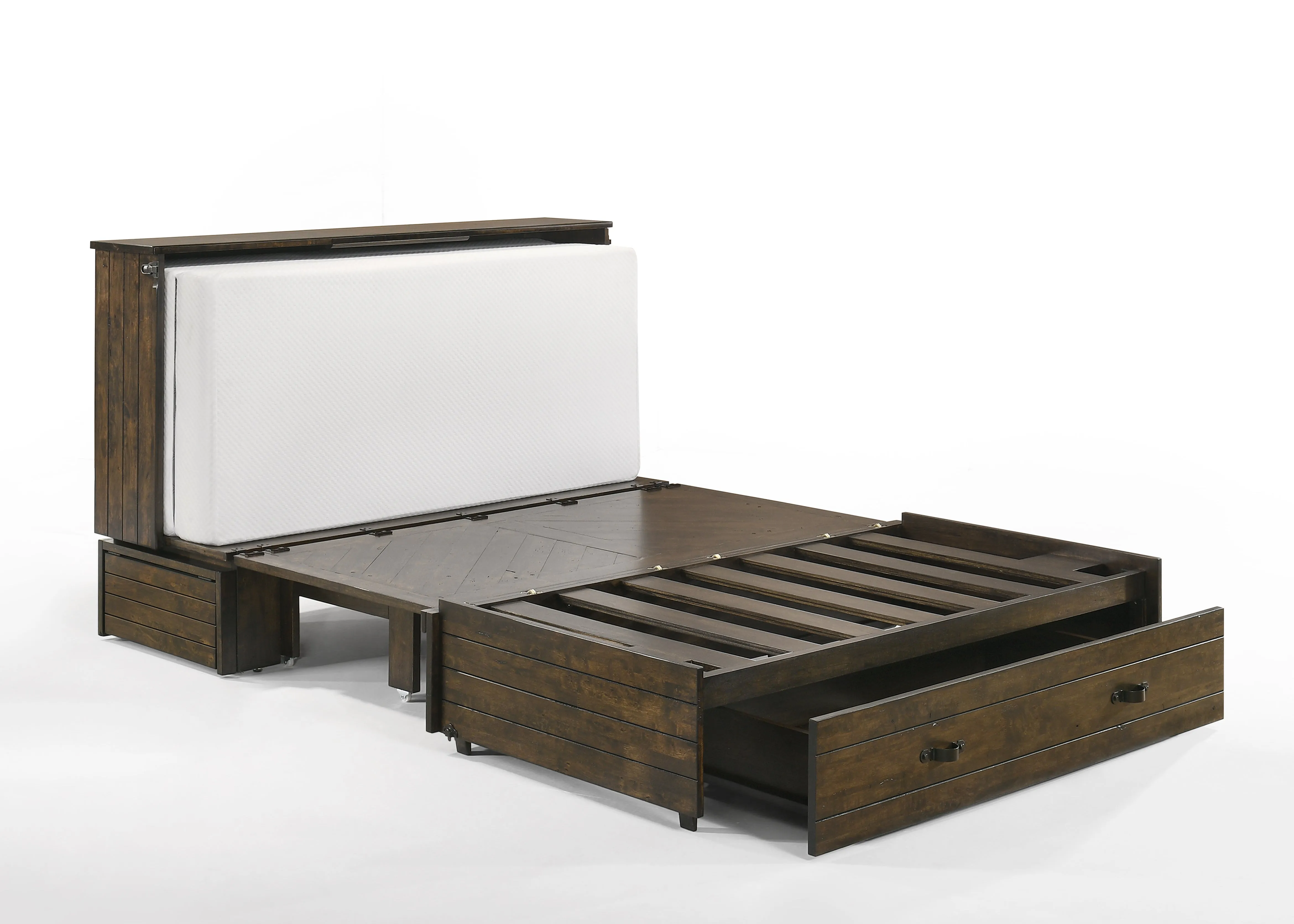 Night and Day Furniture - Ranchero Queen Cabinet Murphy Chest Bed with Mattress