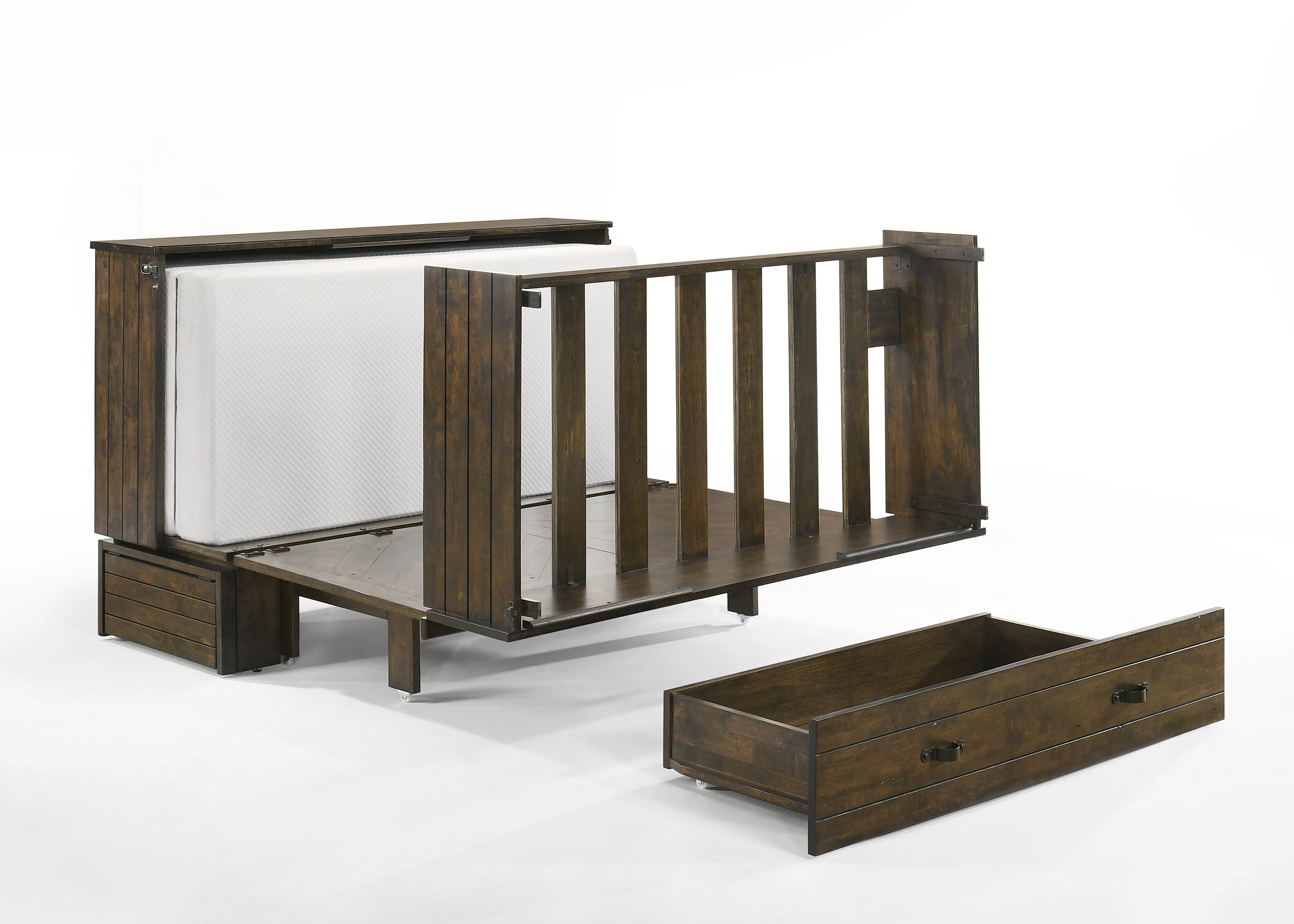 Night and Day Furniture - Ranchero Queen Cabinet Murphy Chest Bed with Mattress