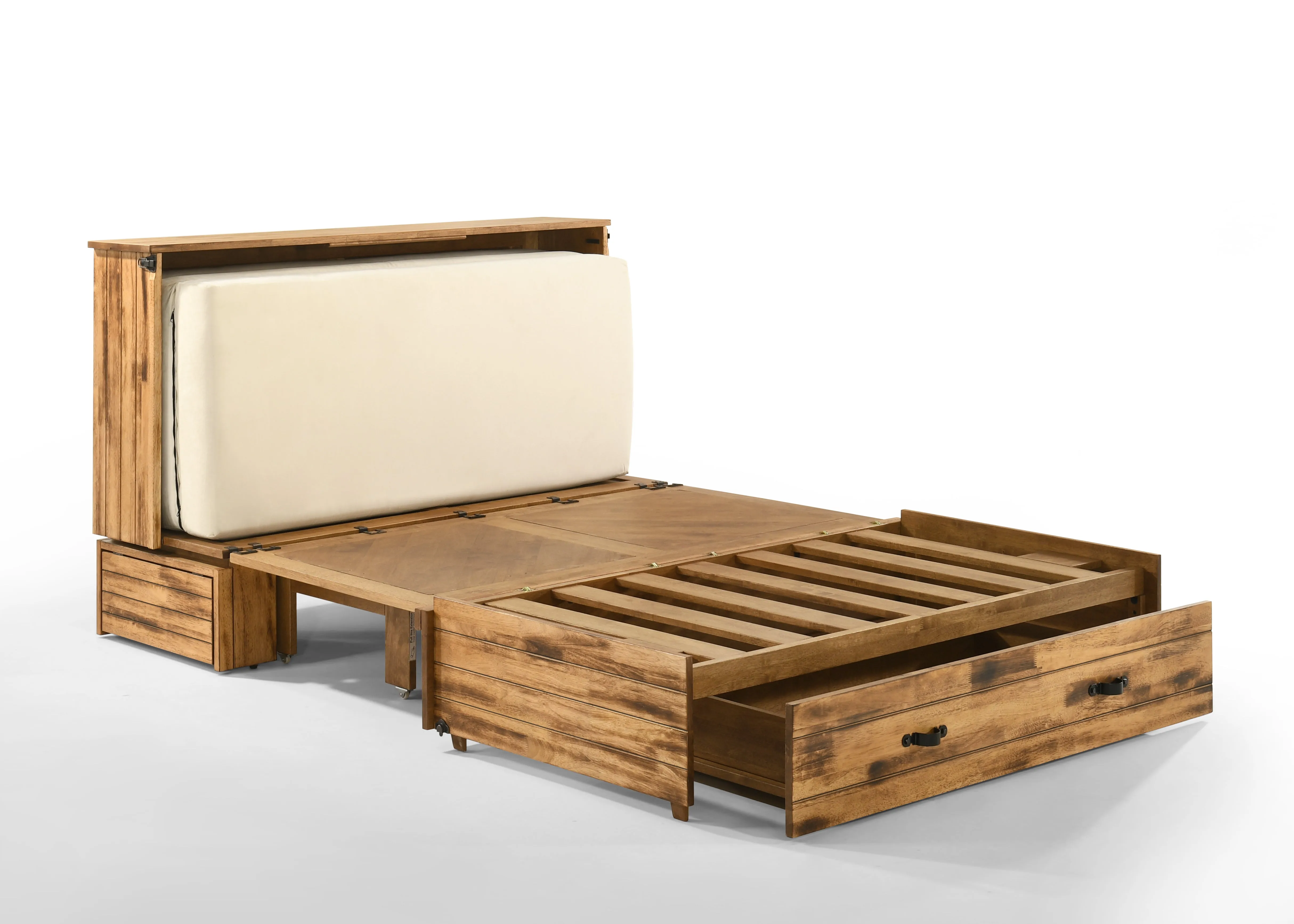 Night and Day Furniture - Ranchero Queen Cabinet Murphy Chest Bed with Mattress