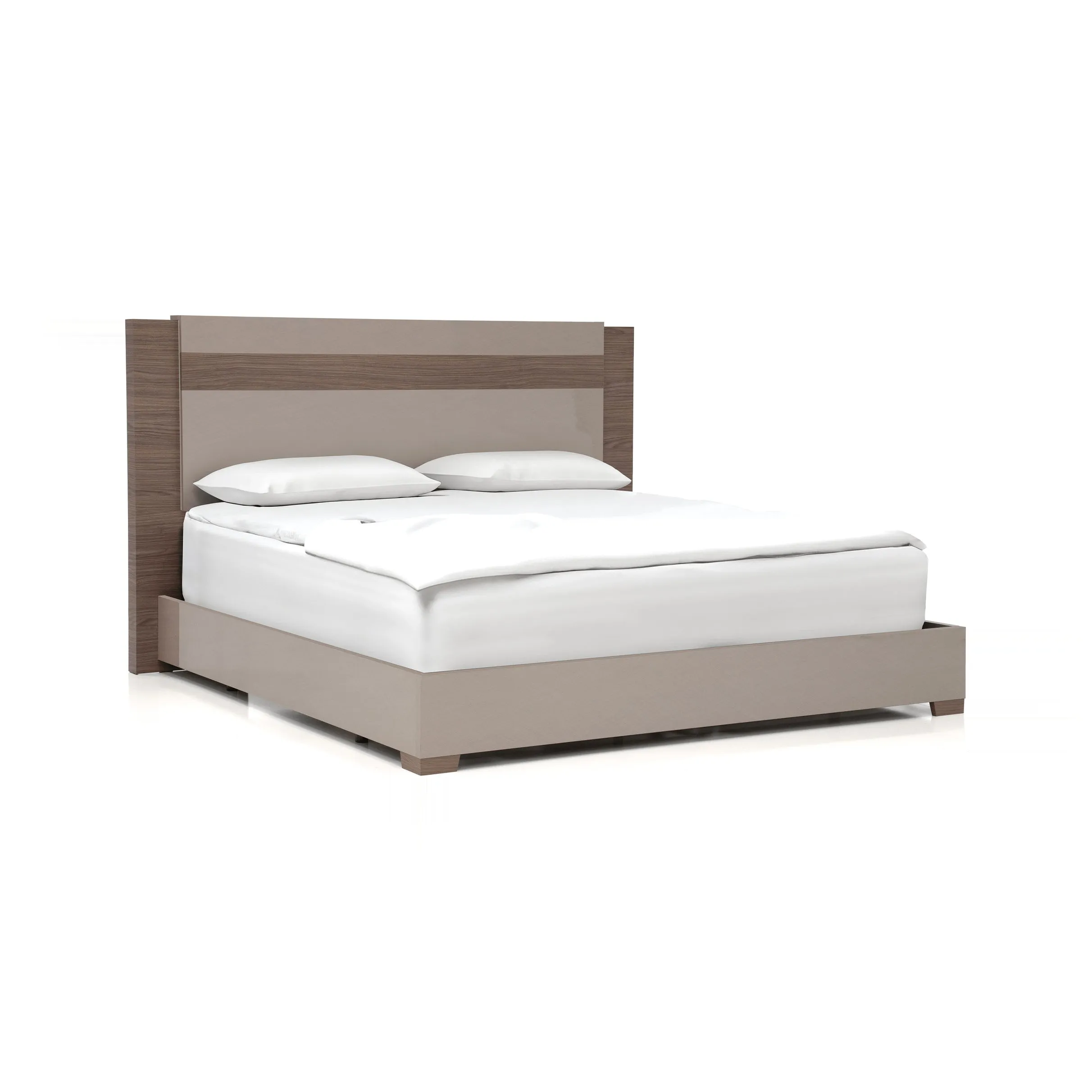 NORA Rope Taupe Wood LED King Bed - Status Italy