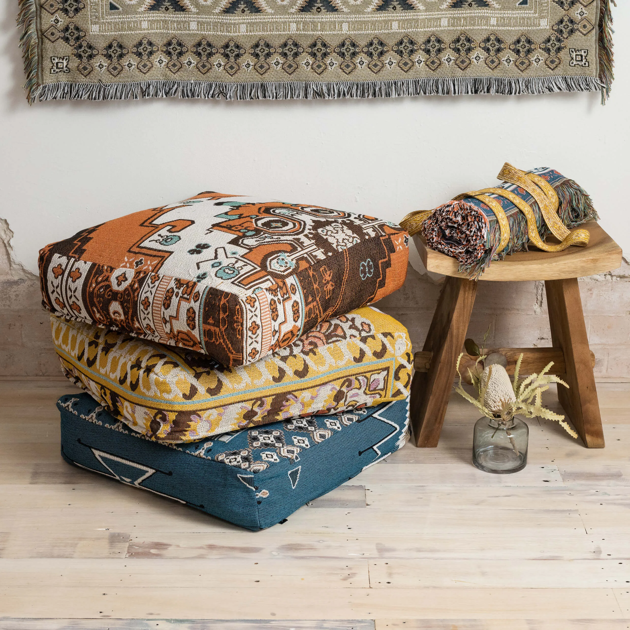 'Norwegian Wood' Woven Floor Cushion Cover