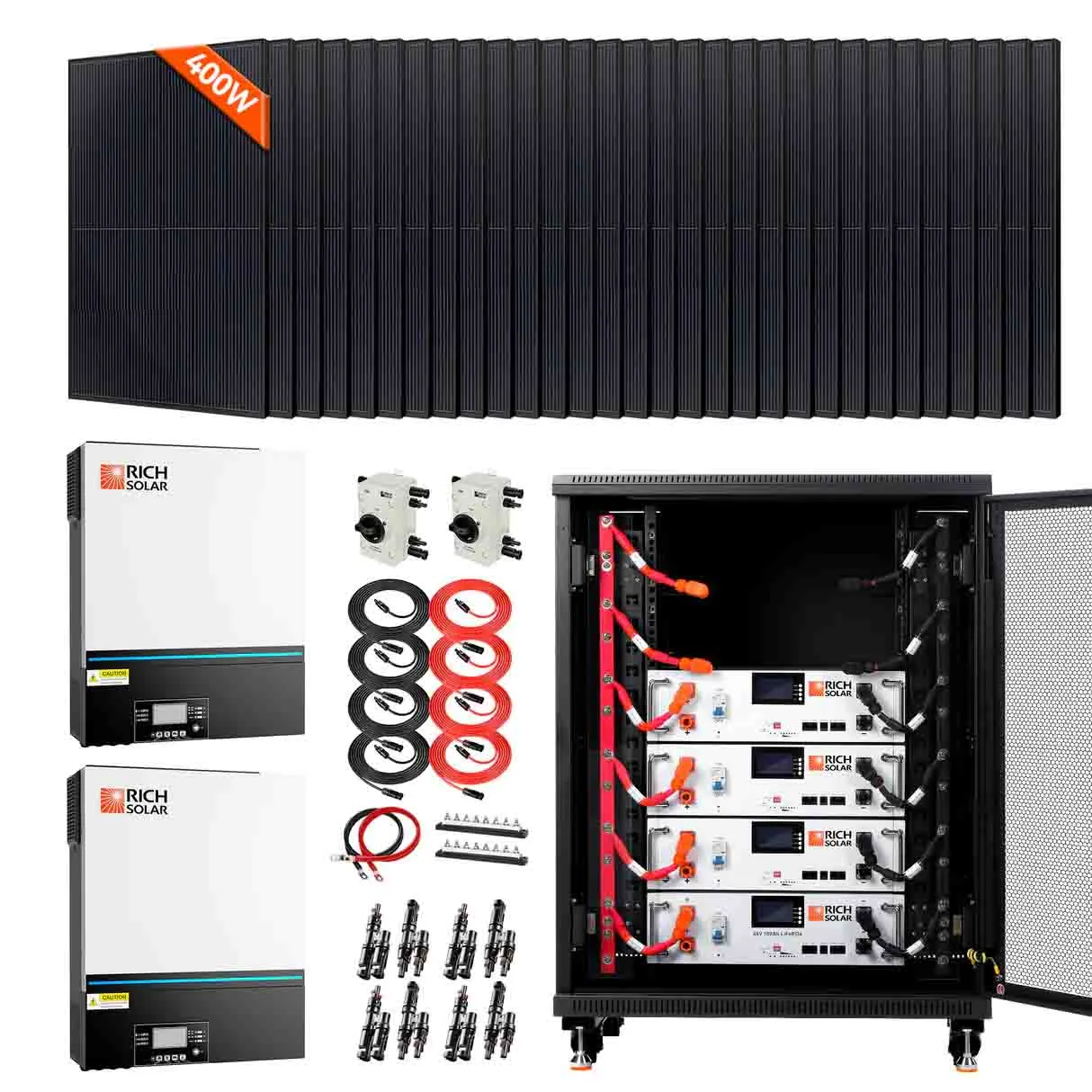 Rich Solar Complete Off-Grid Solar Kit | 13,000W 120/240V Output | 48VDC