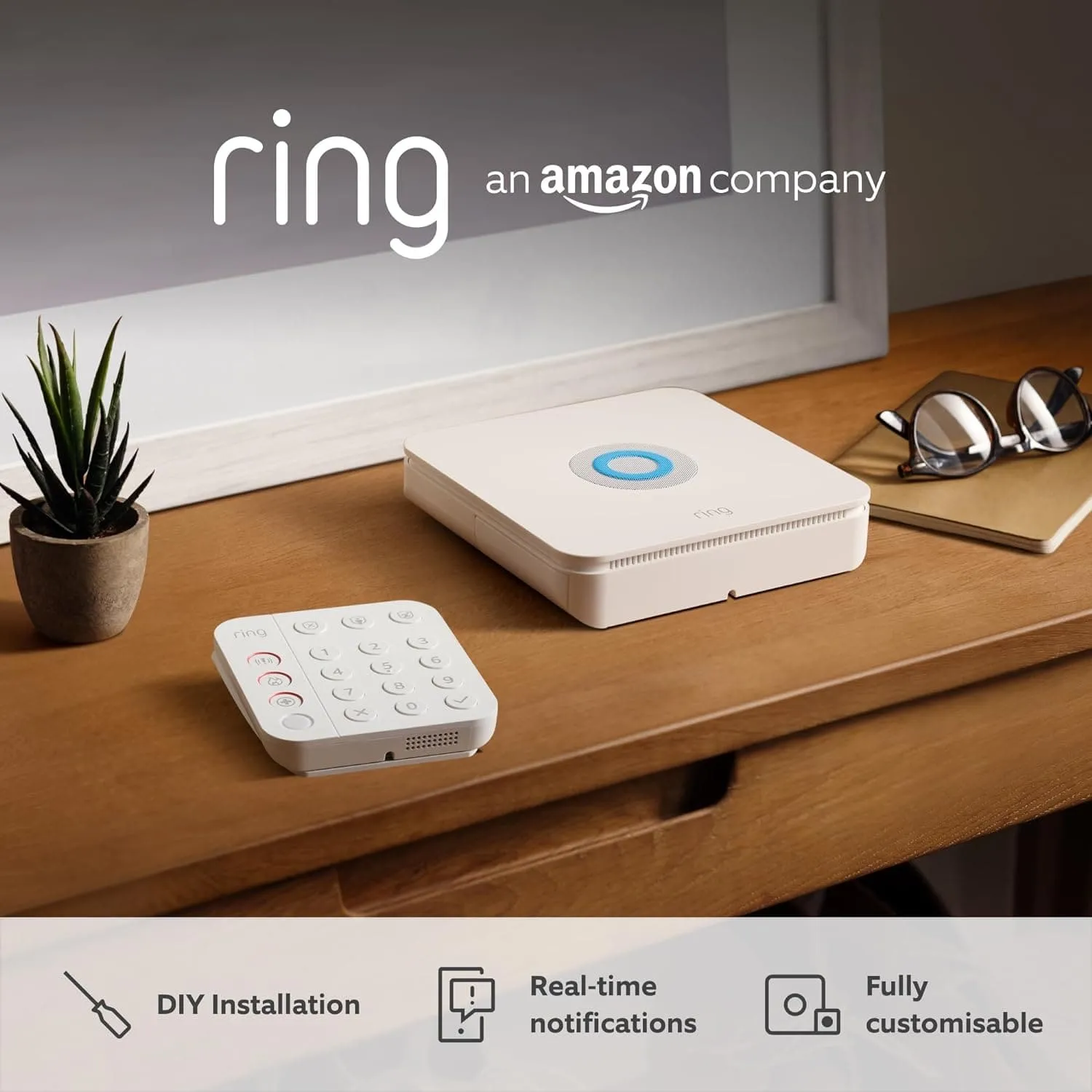 Ring Alarm Pack - S by Amazon | Smart home alarm security system with optional Assisted Monitoring - No long-term commitments | Works with Alexa