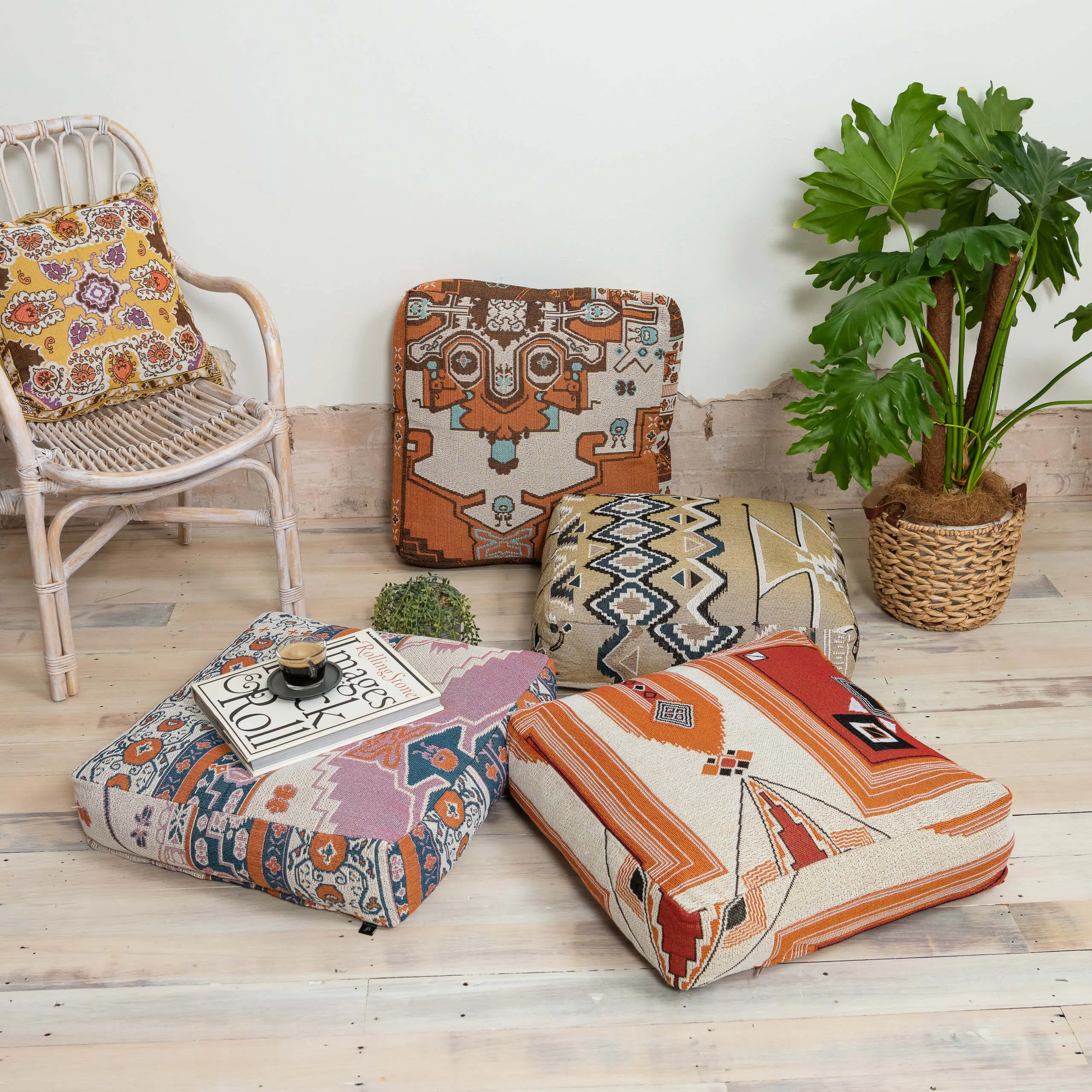 'Strawberry Fields' Woven Floor Cushion Cover