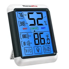 ThermoPro TP55 Digital Hygrometer Indoor Thermometer Humidity Gauge with Large Touchscreen and Backlight Temperature Humidity Monitor