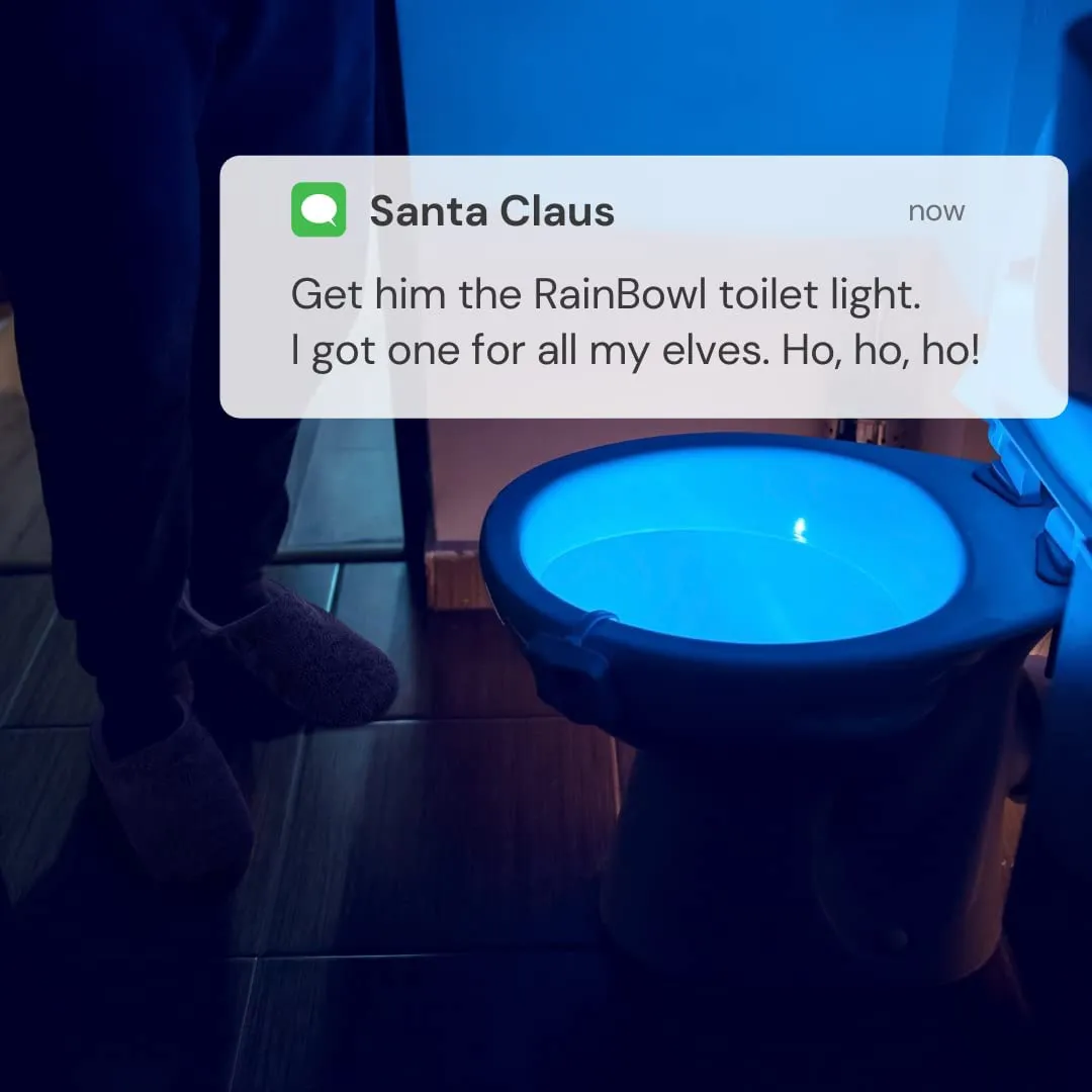 Toilet Bowl Night Light with Motion Sensor LED by Rainbowl - Funny & Unique Christmas Gift for Men, Him, Dad, Boyfriend, Husband, Grandpa - Cool Novelty, Best Gag Present - Mens Stocking Stuffer