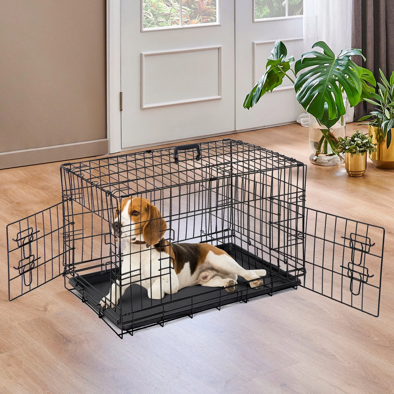 ZENY™ 30 inch Dog Crate Double Door Folding Metal Dog or Pet Crate Kennel