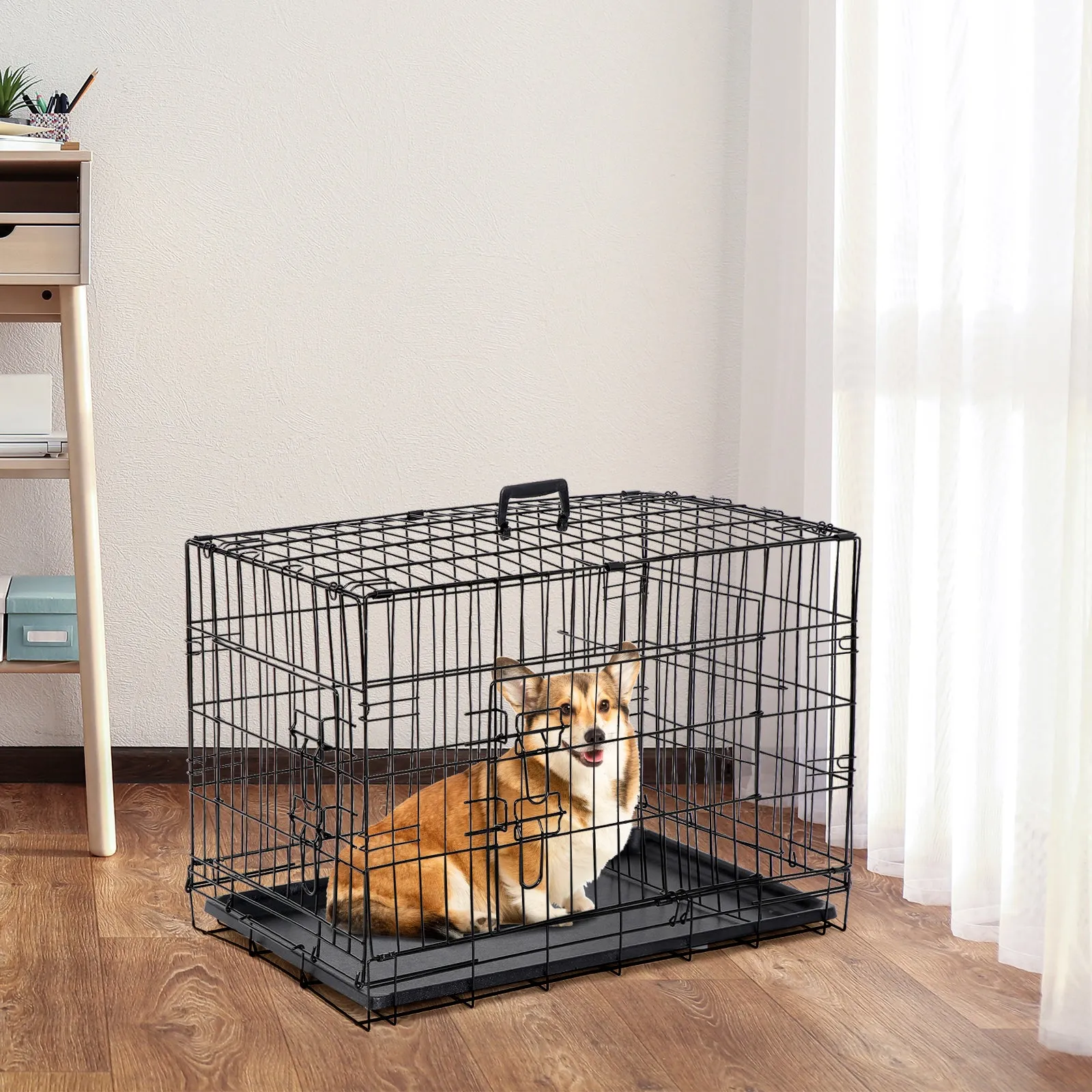 ZENY™ 30 inch Dog Crate Double Door Folding Metal Dog or Pet Crate Kennel