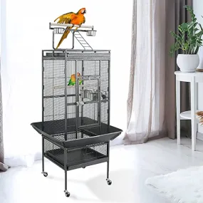 ZENY™ Large Parrot Bird Cage with Rolling Stand ,Black